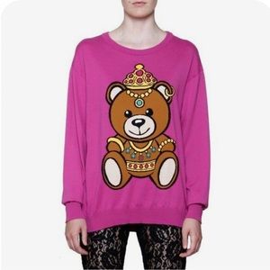 Moschino Couture Crowned Teddy Bear Sweater Size S Pink Jeremy Scott
